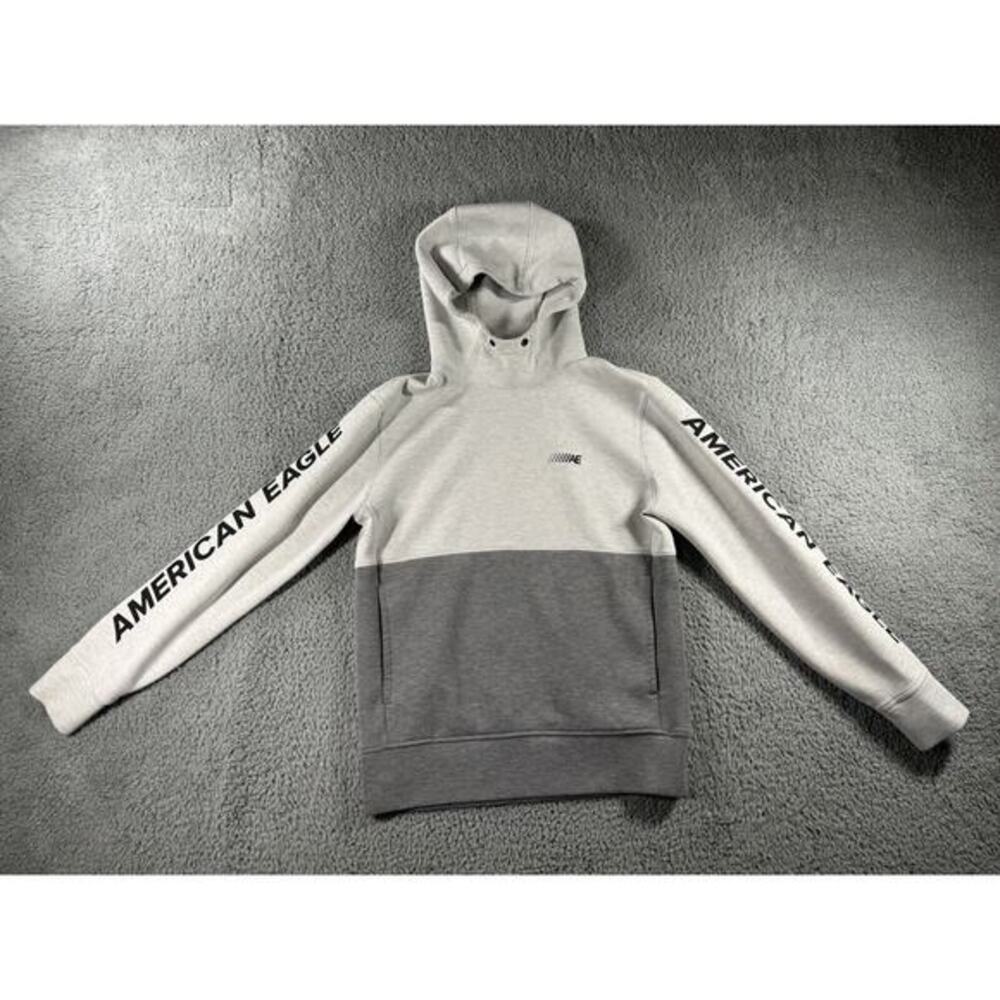 American Eagle Hoodie Men Small Color Block Pullover Preppy